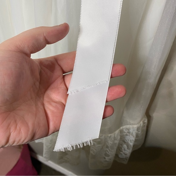 VTG. JCPENNY White Lace Chiffon Ruffled Maxi Floor Length Formal Dress Size 6x - Picture 5 of 8